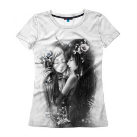 Женская футболка 3D с принтом Girls angels в Белгороде, 100% полиэфир ( синтетическое хлопкоподобное полотно) | прямой крой, круглый вырез горловины, длина до линии бедер | anime | ангел | аниме | девушка