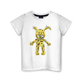 Детская футболка хлопок с принтом Springtrap в Белгороде, 100% хлопок | круглый вырез горловины, полуприлегающий силуэт, длина до линии бедер | five nights at freddys | springtrap | фнаф