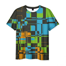 Мужская футболка 3D с принтом Кубизм в Белгороде, 100% полиэфир | прямой крой, круглый вырез горловины, длина до линии бедер | Тематика изображения на принте: квадраты | паттерн | разноцветный