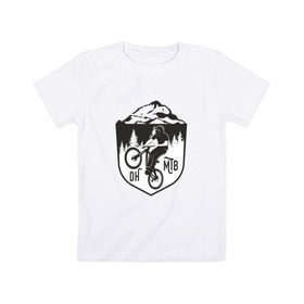 Детская футболка хлопок с принтом Downhill mountain bike в Белгороде, 100% хлопок | круглый вырез горловины, полуприлегающий силуэт, длина до линии бедер | Тематика изображения на принте: iceberg