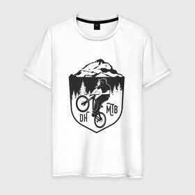 Мужская футболка хлопок с принтом Downhill mountain bike в Белгороде, 100% хлопок | прямой крой, круглый вырез горловины, длина до линии бедер, слегка спущенное плечо. | iceberg