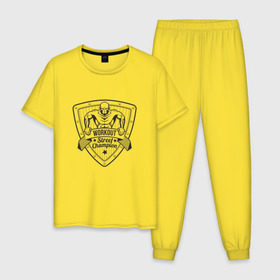 Мужская пижама хлопок с принтом Workout Street Champion в Белгороде, 100% хлопок | брюки и футболка прямого кроя, без карманов, на брюках мягкая резинка на поясе и по низу штанин
 | 
