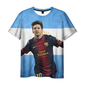 Мужская футболка 3D с принтом Messi from Argentina в Белгороде, 100% полиэфир | прямой крой, круглый вырез горловины, длина до линии бедер | аргентина | барселона | месси | футбол