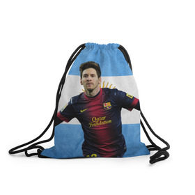 Рюкзак-мешок 3D с принтом Messi from Argentina в Белгороде, 100% полиэстер | плотность ткани — 200 г/м2, размер — 35 х 45 см; лямки — толстые шнурки, застежка на шнуровке, без карманов и подкладки | аргентина | барселона | месси | футбол
