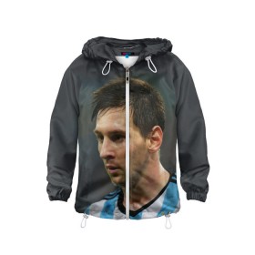 Детская ветровка 3D с принтом Leo Messi в Белгороде, 100% полиэстер | подол и капюшон оформлены резинкой с фиксаторами, по бокам два кармана без застежек, один потайной карман на груди | fc barcelona | football | lionel messi | messi | аргентина | барса | лео месси | фк барселона | футбол