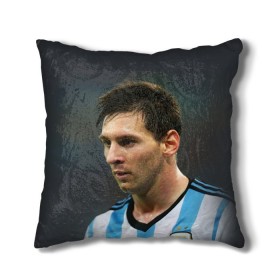 Подушка 3D с принтом Leo Messi в Белгороде, наволочка – 100% полиэстер, наполнитель – холлофайбер (легкий наполнитель, не вызывает аллергию). | состоит из подушки и наволочки. Наволочка на молнии, легко снимается для стирки | fc barcelona | football | lionel messi | messi | аргентина | барса | лео месси | фк барселона | футбол