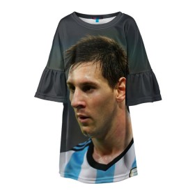 Детское платье 3D с принтом Leo Messi в Белгороде, 100% полиэстер | прямой силуэт, чуть расширенный к низу. Круглая горловина, на рукавах — воланы | fc barcelona | football | lionel messi | messi | аргентина | барса | лео месси | фк барселона | футбол