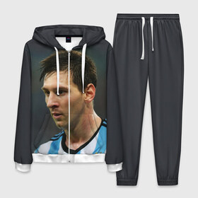 Мужской костюм 3D с принтом Leo Messi в Белгороде, 100% полиэстер | Манжеты и пояс оформлены тканевой резинкой, двухслойный капюшон со шнурком для регулировки, карманы спереди | fc barcelona | football | lionel messi | messi | аргентина | барса | лео месси | фк барселона | футбол