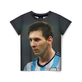 Детская футболка 3D с принтом Leo Messi в Белгороде, 100% гипоаллергенный полиэфир | прямой крой, круглый вырез горловины, длина до линии бедер, чуть спущенное плечо, ткань немного тянется | fc barcelona | football | lionel messi | messi | аргентина | барса | лео месси | фк барселона | футбол