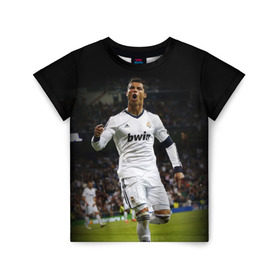 Детская футболка 3D с принтом Роналдо в Белгороде, 100% гипоаллергенный полиэфир | прямой крой, круглый вырез горловины, длина до линии бедер, чуть спущенное плечо, ткань немного тянется | real madrid | ronaldo | реал мадрид | роналдо | футбол | футболист