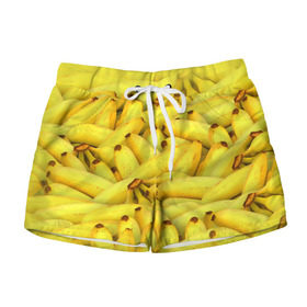 Женские шорты 3D с принтом Бананчики в Белгороде, 100% полиэстер | прямой крой, два кармана без застежек по бокам. Мягкая трикотажная резинка на поясе, внутри которой широкие завязки. Длина до середины бедра | бананчики | бананы