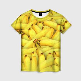 Женская футболка 3D с принтом Бананчики в Белгороде, 100% полиэфир ( синтетическое хлопкоподобное полотно) | прямой крой, круглый вырез горловины, длина до линии бедер | бананчики | бананы
