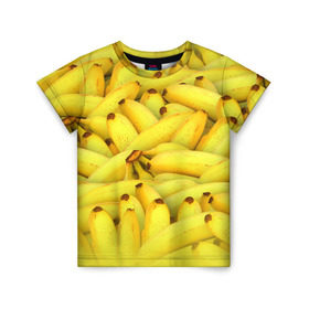 Детская футболка 3D с принтом Бананчики в Белгороде, 100% гипоаллергенный полиэфир | прямой крой, круглый вырез горловины, длина до линии бедер, чуть спущенное плечо, ткань немного тянется | Тематика изображения на принте: бананчики | бананы