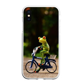 Чехол для iPhone XS Max матовый с принтом Лягушка в Белгороде, Силикон | Область печати: задняя сторона чехла, без боковых панелей | Тематика изображения на принте: велосипед | жаба | животные | лягушка | мини | фигурка
