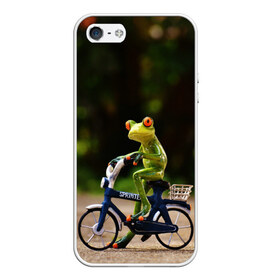 Чехол для iPhone 5/5S матовый с принтом Лягушка в Белгороде, Силикон | Область печати: задняя сторона чехла, без боковых панелей | велосипед | жаба | животные | лягушка | мини | фигурка