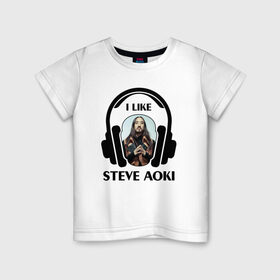 Детская футболка хлопок с принтом I like Steve Aoki в Белгороде, 100% хлопок | круглый вырез горловины, полуприлегающий силуэт, длина до линии бедер | beatport | club | dim mak | dj | edm | electro | house | i like | music | production | radio | steve aoki | techno | top | trance | дискотека | звезда | клуб | любимчик | мне нравится | музыка | музыкант | наушники | продюссер | радио | фестиваль