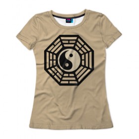 Женская футболка 3D с принтом Символ гармонии в Белгороде, 100% полиэфир ( синтетическое хлопкоподобное полотно) | прямой крой, круглый вырез горловины, длина до линии бедер | азия | духовность | мистика | на макете изображён символ гармонии. знак | символ
