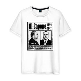 Мужская футболка хлопок с принтом Аль Капоне в Белгороде, 100% хлопок | прямой крой, круглый вырез горловины, длина до линии бедер, слегка спущенное плечо. | al capone | аль капоне | гангстер | мафия | чикаго