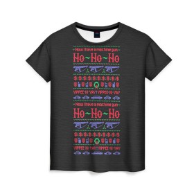 Женская футболка 3D с принтом Новогодний свитер Крепкий орешек в Белгороде, 100% полиэфир ( синтетическое хлопкоподобное полотно) | прямой крой, круглый вырез горловины, длина до линии бедер | 2017 | new year | крепкий | новогодний | орешек