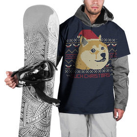 Накидка на куртку 3D с принтом Новогодний свитер Doge в Белгороде, 100% полиэстер |  | Тематика изображения на принте: 2017 | new year | акита | год | мем | новогодний | новый | сиба ину