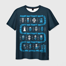 Мужская футболка 3D с принтом Новогодний свитер Доктор Кто в Белгороде, 100% полиэфир | прямой крой, круглый вырез горловины, длина до линии бедер | 2017 | new year | год | доктор | кто | новогодний | новый | петух | петушок