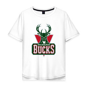 Мужская футболка хлопок Oversize с принтом Milwaukee Bucks в Белгороде, 100% хлопок | свободный крой, круглый ворот, “спинка” длиннее передней части | Тематика изображения на принте: 