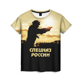 Женская футболка 3D с принтом Спецназ России в Белгороде, 100% полиэфир ( синтетическое хлопкоподобное полотно) | прямой крой, круглый вырез горловины, длина до линии бедер | special forces | армия | боец | военный | офицер | пистолет | россия | силуэт | спецназ | спецподразделение