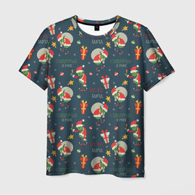 Мужская футболка 3D с принтом Гринч в Белгороде, 100% полиэфир | прямой крой, круглый вырез горловины, длина до линии бедер | ангел | ёлка | ель | зима | колокольчик | нг | новый год | олень | рождество | санта | снег