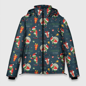 Мужская зимняя куртка 3D с принтом Гринч в Белгороде, верх — 100% полиэстер; подкладка — 100% полиэстер; утеплитель — 100% полиэстер | длина ниже бедра, свободный силуэт Оверсайз. Есть воротник-стойка, отстегивающийся капюшон и ветрозащитная планка. 

Боковые карманы с листочкой на кнопках и внутренний карман на молнии. | Тематика изображения на принте: ангел | ёлка | ель | зима | колокольчик | нг | новый год | олень | рождество | санта | снег