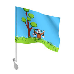 Флаг для автомобиля с принтом Утиная охота в Белгороде, 100% полиэстер | Размер: 30*21 см | 8 бит | 90 | dendy | nes | денди | охотник | пиксель | приставка | ретро | собака | утка