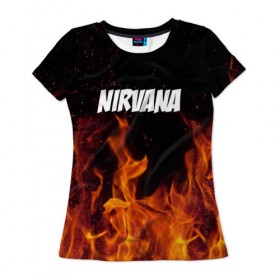 Женская футболка 3D с принтом Нирвана в Белгороде, 100% полиэфир ( синтетическое хлопкоподобное полотно) | прямой крой, круглый вырез горловины, длина до линии бедер | nirvana | кобейн | курт