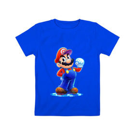 Детская футболка хлопок с принтом Mario в Белгороде, 100% хлопок | круглый вырез горловины, полуприлегающий силуэт, длина до линии бедер | nintendo | марио | нинтендо