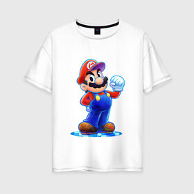 Женская футболка хлопок Oversize с принтом Mario в Белгороде, 100% хлопок | свободный крой, круглый ворот, спущенный рукав, длина до линии бедер
 | nintendo | марио | нинтендо