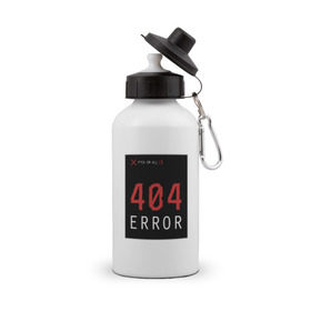 Бутылка спортивная с принтом 404 Error в Белгороде, металл | емкость — 500 мл, в комплекте две пластиковые крышки и карабин для крепления | 404 | all | error | компьютер | красный | крест | мат | ошибка | помехи