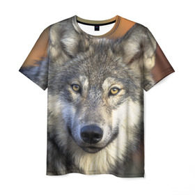 Мужская футболка 3D с принтом Волк в Белгороде, 100% полиэфир | прямой крой, круглый вырез горловины, длина до линии бедер | волк | волки | волчата | волчонок | хищник