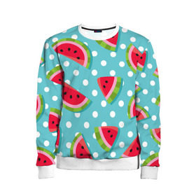 Детский свитшот 3D с принтом Арбузный рай в Белгороде, 100% полиэстер | свободная посадка, прямой крой, мягкая тканевая резинка на рукавах и понизу свитшота | Тематика изображения на принте: berry | eat | fruit | pattern | sweet | watermelon | арбуз | еда | сладость | узор | фрукт | ягода