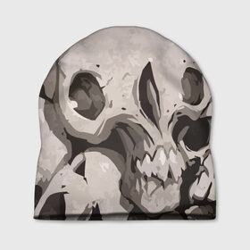 Шапка 3D с принтом Skull kamo в Белгороде, 100% полиэстер | универсальный размер, печать по всей поверхности изделия | helloween | skull | tumblr | хелоуин | череп