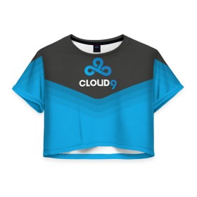 Женская футболка 3D укороченная с принтом Cloud 9 Uniform в Белгороде, 100% полиэстер | круглая горловина, длина футболки до линии талии, рукава с отворотами | Тематика изображения на принте: counter strike | cs go | swat | terrorist | контр страйк | кс го | спецназ