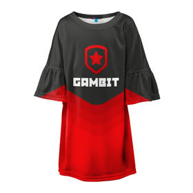 Детское платье 3D с принтом Gambit Gaming Uniform в Белгороде, 100% полиэстер | прямой силуэт, чуть расширенный к низу. Круглая горловина, на рукавах — воланы | counter strike | cs go | gambit | swat | terrorist | гамбит | контр страйк | кс го | спецназ