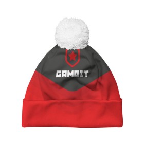 Шапка 3D c помпоном с принтом Gambit Gaming Uniform в Белгороде, 100% полиэстер | универсальный размер, печать по всей поверхности изделия | counter strike | cs go | gambit | swat | terrorist | гамбит | контр страйк | кс го | спецназ