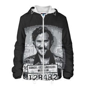Мужская куртка 3D с принтом Pablo Escobar в Белгороде, ткань верха — 100% полиэстер, подклад — флис | прямой крой, подол и капюшон оформлены резинкой с фиксаторами, два кармана без застежек по бокам, один большой потайной карман на груди. Карман на груди застегивается на липучку | пабло | эскобар
