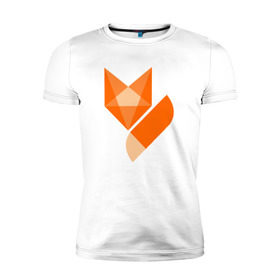 Мужская футболка премиум с принтом Лиса минимализм в Белгороде, 92% хлопок, 8% лайкра | приталенный силуэт, круглый вырез ворота, длина до линии бедра, короткий рукав | fox