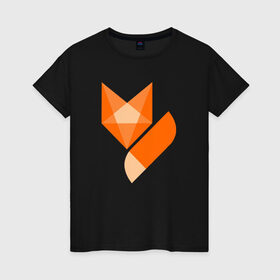 Женская футболка хлопок с принтом Лиса минимализм в Белгороде, 100% хлопок | прямой крой, круглый вырез горловины, длина до линии бедер, слегка спущенное плечо | fox