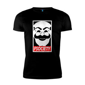 Мужская футболка премиум с принтом Fsociety в Белгороде, 92% хлопок, 8% лайкра | приталенный силуэт, круглый вырез ворота, длина до линии бедра, короткий рукав | mister | mr | robot | мистер | робот