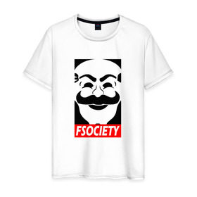 Мужская футболка хлопок с принтом Fsociety в Белгороде, 100% хлопок | прямой крой, круглый вырез горловины, длина до линии бедер, слегка спущенное плечо. | mister | mr | robot | мистер | робот