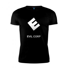 Мужская футболка премиум с принтом Evil corporation в Белгороде, 92% хлопок, 8% лайкра | приталенный силуэт, круглый вырез ворота, длина до линии бедра, короткий рукав | mister | mr | robot | зла | корпорация | мистер | робот