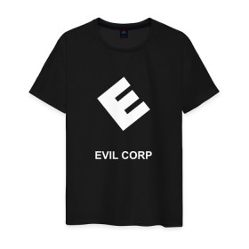 Мужская футболка хлопок с принтом Evil corporation в Белгороде, 100% хлопок | прямой крой, круглый вырез горловины, длина до линии бедер, слегка спущенное плечо. | mister | mr | robot | зла | корпорация | мистер | робот