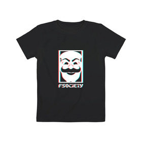 Детская футболка хлопок с принтом F society в Белгороде, 100% хлопок | круглый вырез горловины, полуприлегающий силуэт, длина до линии бедер | fsociety | mister | mr | robot | society | мистер | робот