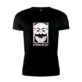 Мужская футболка премиум с принтом F society в Белгороде, 92% хлопок, 8% лайкра | приталенный силуэт, круглый вырез ворота, длина до линии бедра, короткий рукав | fsociety | mister | mr | robot | society | мистер | робот