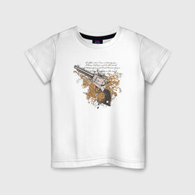 Детская футболка хлопок с принтом Револьвер с узорами в Белгороде, 100% хлопок | круглый вырез горловины, полуприлегающий силуэт, длина до линии бедер | абстракция | пистолет | револьвер | револьвер с узорами